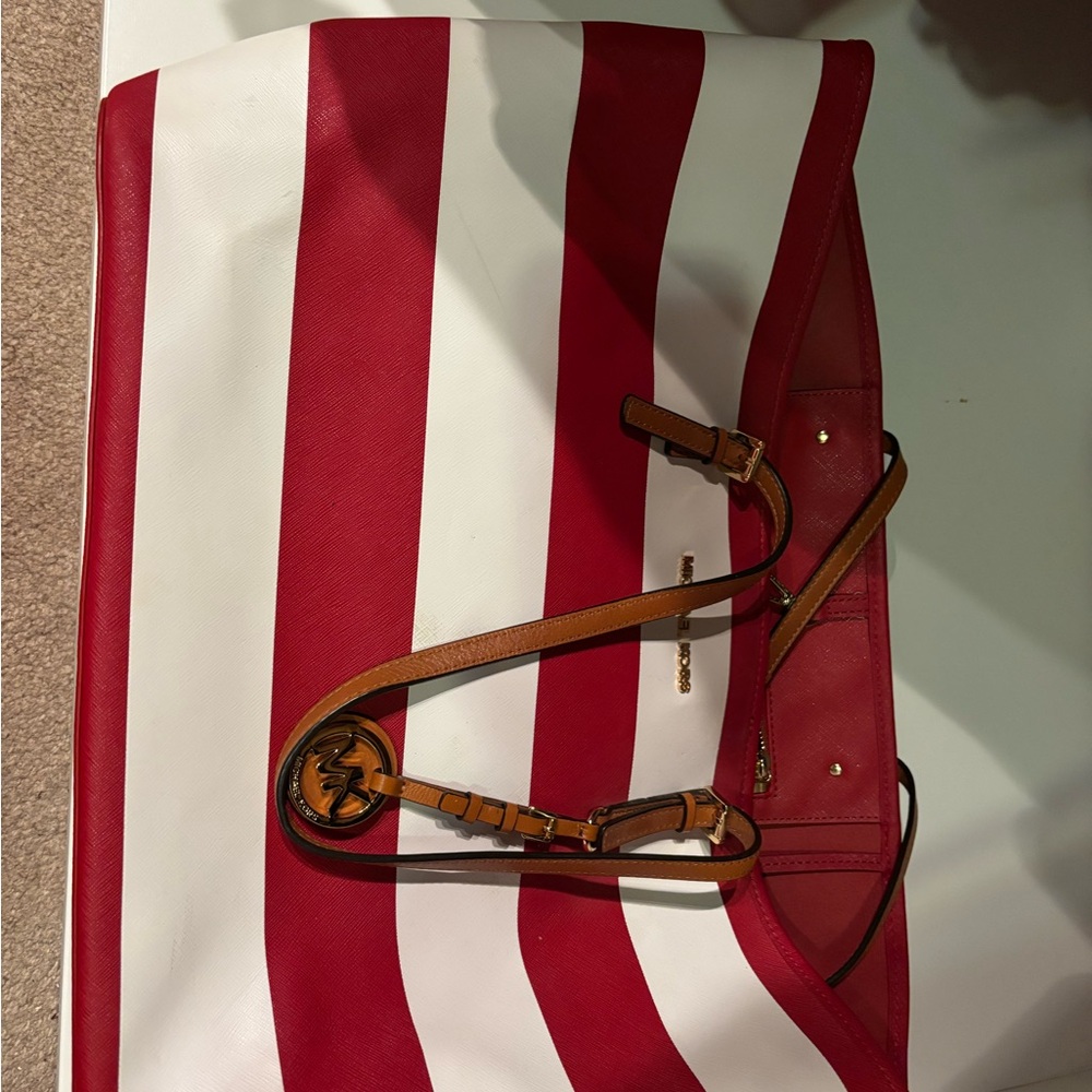 Michael Kors Bold Red and White Tote